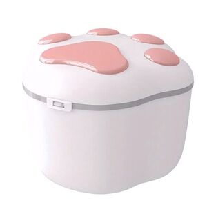 {NIB} Paw Shaped Pet Dry Food Storage Bucket With Lid White/Pink